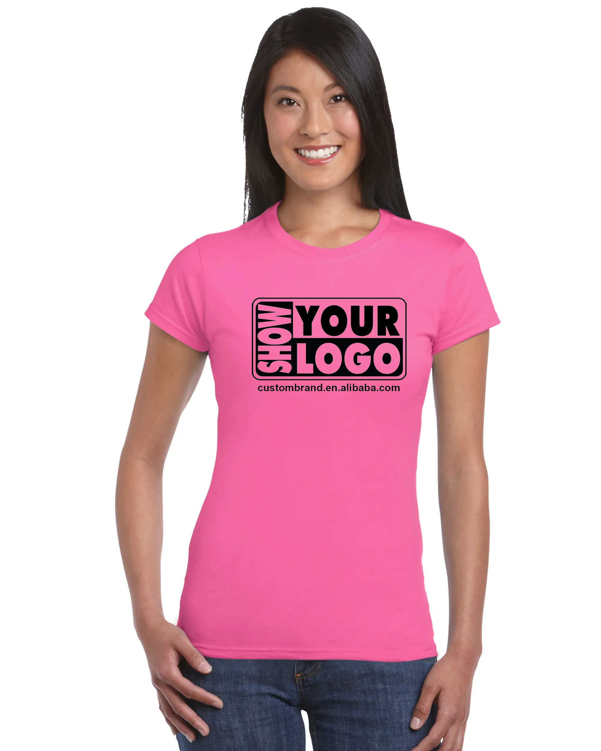 custom printing100% premium cotton custom ladies and girls missy slimfit t shirt with your logo and design ,free labels and tag