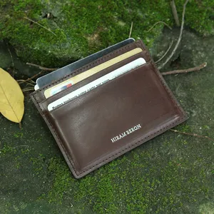 Hiram Beron Italian Leather Credit Card Wallet Brown