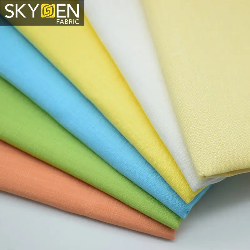 Guangzhou textile Skygen, льняные ткани для рубашек, однотонные окрашенные мягкие ткани, оптовая продажа, 100% льняная ткань, чистая льняная ткань