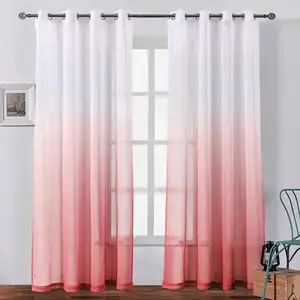 Cortinas semitransparentes de color rojo degradado, para dormitorio y sala de estar