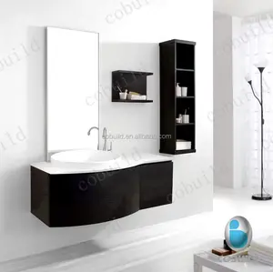 黑色现代单水槽浴室柜，浴室柜