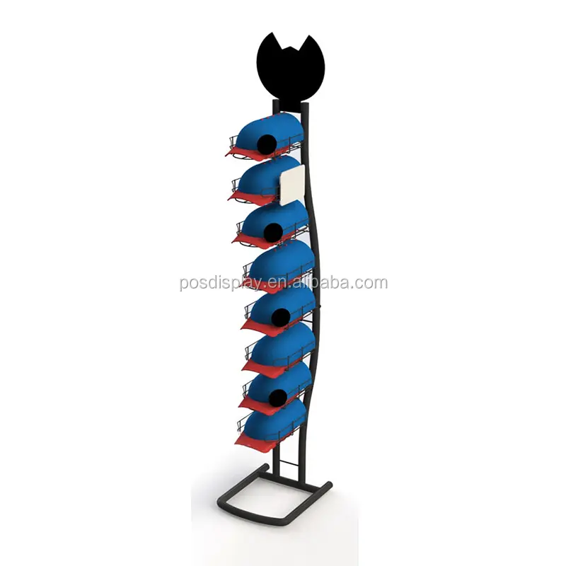 Berretto da baseball display rack e mensola/cappello display di stand per la vendita al dettaglio