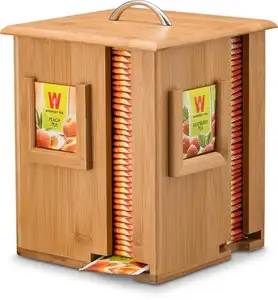 Présentoir pour thé en bambou naturel, étagère de rangement à 4 compartiments, porte-tasses en bois, rangement pour sachets de thé