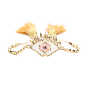 Turquia <span class=keywords><strong>Eye</strong></span> pulseira atacado Handmade semente do grânulo pulseiras 2025 Miyuki Bead pulseira com Tassel - Product Image 2