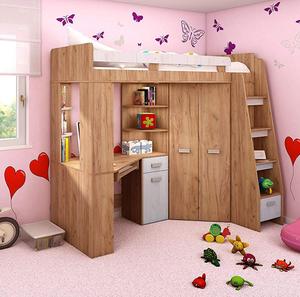 Letto a Castello per Bambini con Scrivania e Armadio in Legno dal Design Moderno in Offerta - Product Image 3