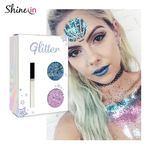 Shinein Factory Size Color Mixed Glitter Hair Body Glitter Fix Gel Festival Face Glitter in Set for Party Makeup