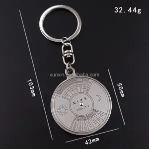 Hot sell zinc alloy 50-year calendar keychain,watch promotional gift calendar key chain