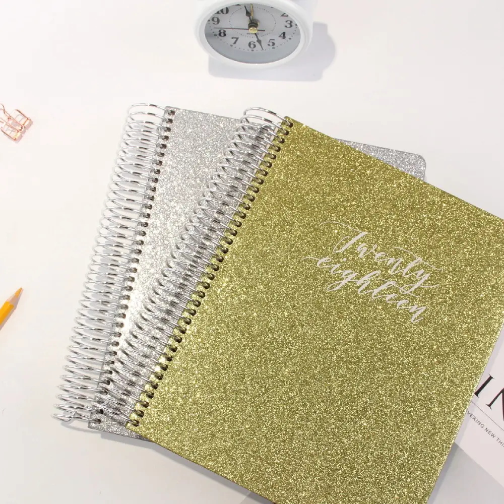 Блокнот на спирали с блестками в твердой обложке, оптом