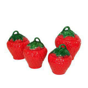 स्ट्रॉबेरी के आकार का थोक रसोई चीनी मिट्टी के बरतन कनस्तर सेट - Product Image 1