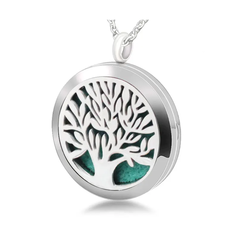 316l stainless steel tree of life essential oil diffuser necklace