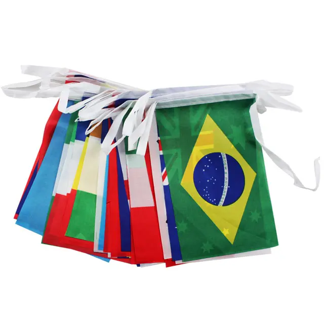 Vacanza pubblicità bunting promozione bandiera stringa poliestere personalizzato bandiera pennant