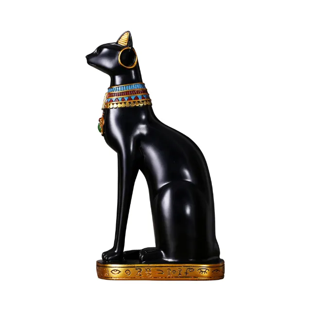 Bastet black cat with lotus collar Egyptian Statues Wholesale