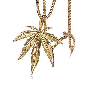 Olivia MenのStainless Steel 18 18k Real Gold Plated Necklaces Marijuana Weed Leaf Pendantと<span class=keywords><strong>Necklace</strong></span> <span class=keywords><strong>22</strong></span> <span class=keywords><strong>Inch</strong></span> Chain