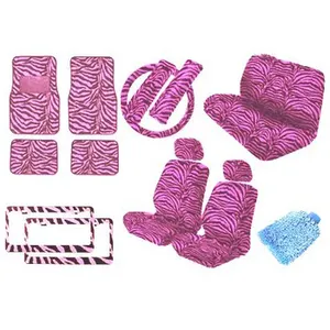 Premium New Style Car Truck PINK Zebra 18pc Low Back Front Seat Covers