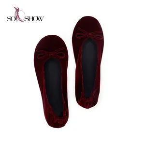 Cheap flexible sole women roll up ballet flats after party shoes