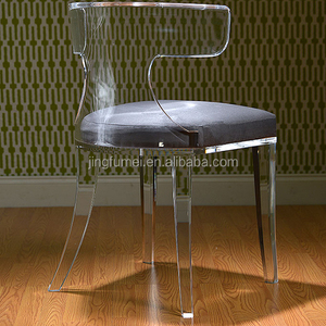 Silla de comedor de acrílico gris humo de alta calidad personalizada silla transparente Lucite salón sala de espera sillas de boda - Product Image 3