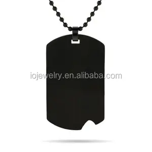 Black plated large 316 stainless steel dog tag