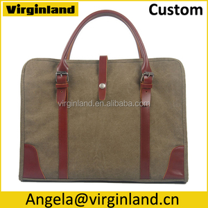8571 tipo de negocio verde de encargo de cuero / lona lleva el hombre del bolso / bolsas <span class=keywords><strong>para</strong></span> portátiles <span class=keywords><strong>para</strong></span> exterior - Product Image 1