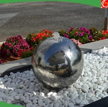 Fontaine de cascade à boule creuse en acier inoxydable, sphère pour jardin et eau carrée, décoration rétro
