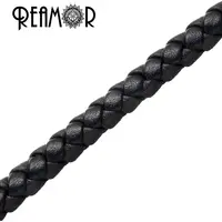 REAMOR 6*3mm काले/ब्लू लट फ्लैट सुपर फाइबर पु चमड़े रस्सी कंगन गहने बनाने 1m थोक बहुत सारे थोक