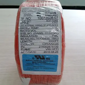 UL1007 aislamiento de PVC de alambre eléctrico 22AWG 24AWG 26AWG