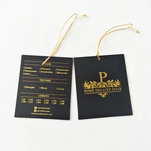 Luxe Zwarte Matte Karton Papier Kleding Tag Goud Folie, Kledingstuk Hangtags Voor Kleding Eigen Logo, glossy Hangtags Voor Haar