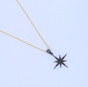 2023 regalo di natale north star sun burst ciondolo <span class=keywords><strong>collana</strong></span> in <span class=keywords><strong>oro</strong></span> 18 carati con zirconi neri - Product Image 3