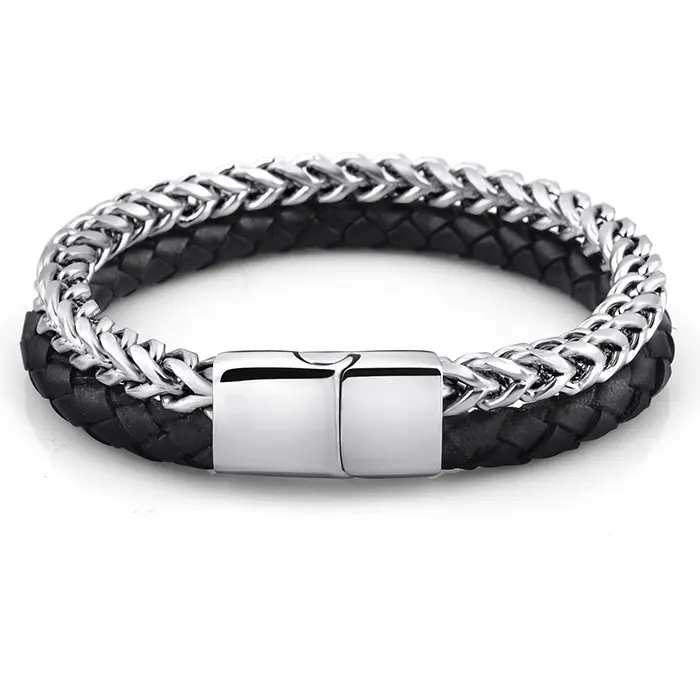 stainless steel custom handmade bracelet charger leather