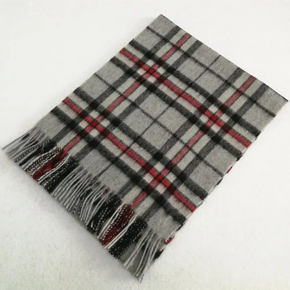 100% Wool Warm Scarf Tartan Checked Plaid Scarf