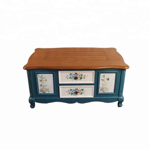 Commode à tiroirs de style français en bois antique de couleur verte - Product Image 3