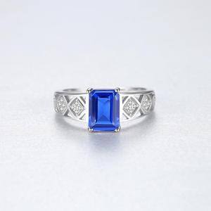 CZCITY-anillo cuadrado de plata de primera ley con gema de zafiro para mujer, sortija, plata esterlina 925, Gema de zafiro, estilo geométrico, S925 - Product Image 6