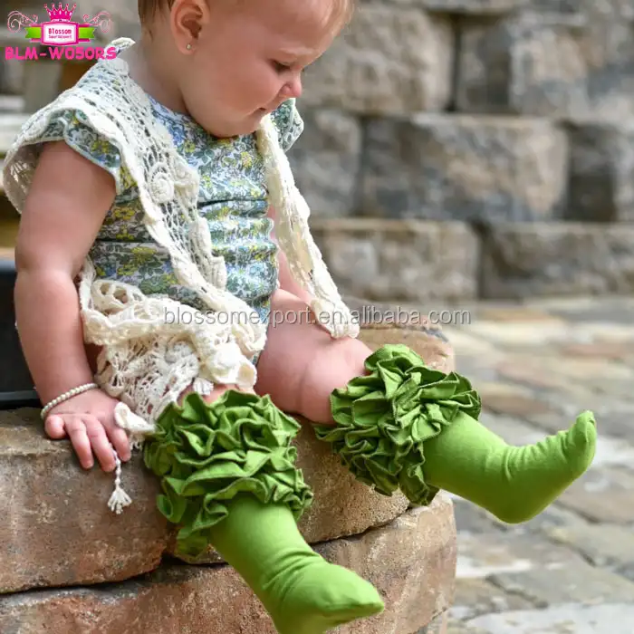 95% baumwolle 5% Spandex Schule Mädchen Knie Hohe Socken Solide Olive Stricken Baby Icing Rüsche Boot Socken