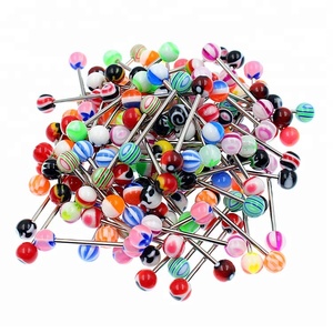 Mode Acryl Perle Lang hantel Zunge Piercing Ring - Product Image 1