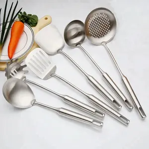 Juego de Herramientas de cocina, incluye Espumador, cuchara de arroz, cuchara de sopa, volteador, espátula ranurada y servidor de espagueti, 6pcs-18, 8 unidades