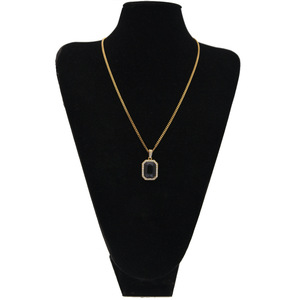 Collar con colgante de cristal rojo para hombre, Color dorado helado, estilo cuadrado, negro, azul, verde, blanco, joyería de moda - Product Image 6