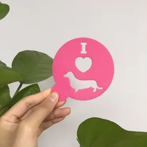 Cá nhân hoá màu hồng Acrylic cà phê Stencil Dachshund nóng sô cô la Stencil