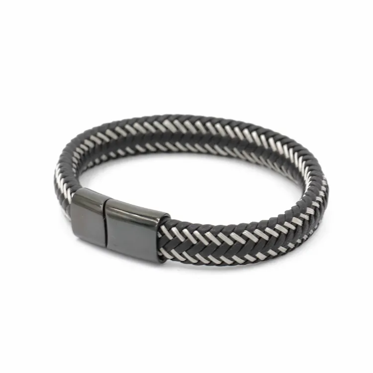 2024 Wholesale fashion bracelet adjustable classic custom LOGO steel bracelet black leather bracelet for men