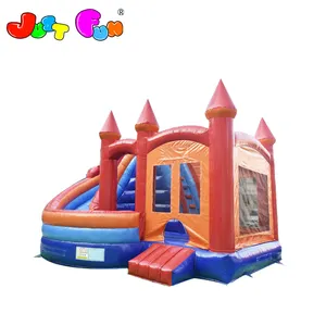 indoor or outdoor inflatable play castle with slide, inflatable combo with rotation slide for kids and adults