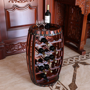Portabottiglie in Legno Rosso Scuro a Forma di <span class=keywords><strong>Botte</strong></span> per Esposizione Vini e Contenitore per Utensili - Product Image 2