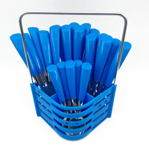 Sáng tạo độc đáo PP xử lý 24 mảnh màu xanh lá cây thép không gỉ Flatware đặt khách sạn Bạc - Product Image 3