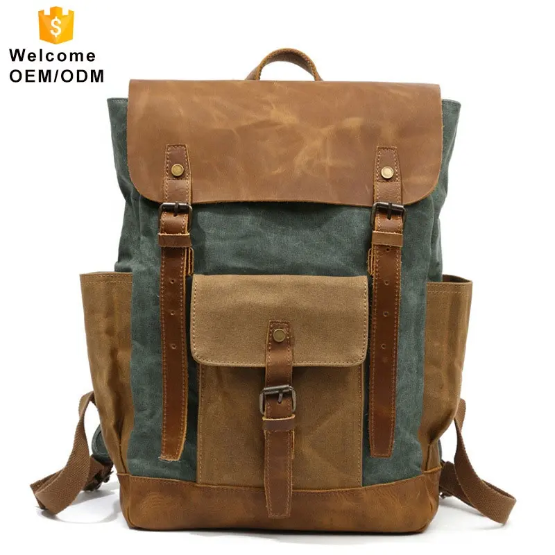 LAGE MOQ retro grote volume unisex multifunctionele canvas waterdichte grote college bag pack water proof bag reizen luxe rugzak