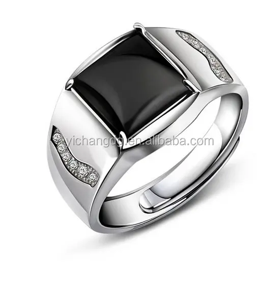 Italian New Design Men's Silver Resizable Charm Ring for Wholesale in China Big Factory