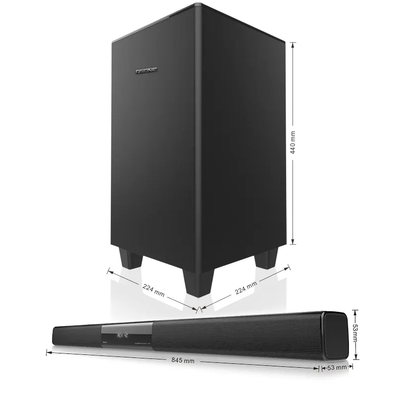 Nuovo Disegno 2.1 Home Theater Audio Speaker Bar <span class=keywords><strong>Ingresso</strong></span> <span class=keywords><strong>TV</strong></span> Soundbar con Subwoofer Wireless Opzionale