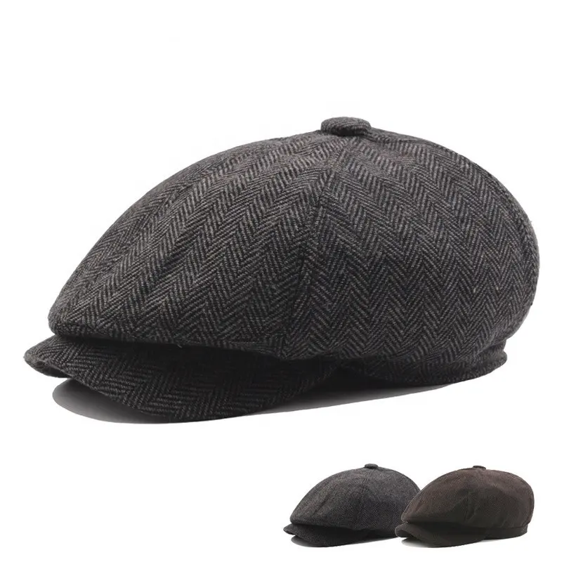 थोक सर्दियों शरद ऋतु यूरोपीय शैली 8 6 पैनलों फ्लैट टोपी आइवी टोपी के लिए टोपी Newsboy टोपी पुरुषों