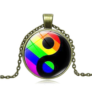 All'ingrosso 3 colori ottone <span class=keywords><strong>antico</strong></span> nero placcato <span class=keywords><strong>argento</strong></span> accessori arcobaleno bandiera Gay lesbica Pride collane pendenti - Product Image 4