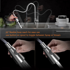 Grifo Mezclador de Agua Fría y Caliente para Fregadero de Cocina de un Solo Orificio, Extraíble, de Acero Inoxidable 304, de Buena Calidad y al Mejor Precio, Marca <span class=keywords><strong>HUICI</strong></span> - Product Image 6