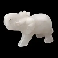 Jade blanc naturel 2 ", petite pierre, sculpture d'animaux, éléphants