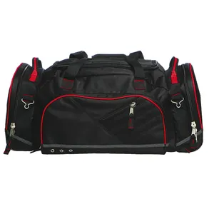 Seyahat spor erkekler hokeyi çantası, siyah kırmızı ucuz spor seti çantası