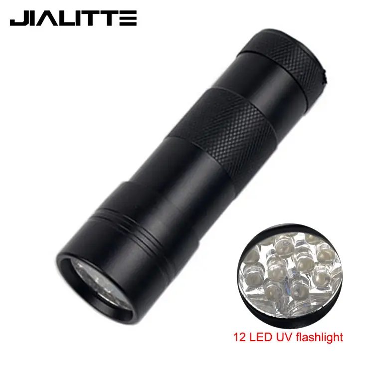 مصباح Jialitte F128 بسعر الجملة منخفض 395nm, مصباح أسود بالأشعة فوق البنفسجية ، مصباح يدوي 12led ، مصباح الأشعة فوق البنفسجية ، للبول والبقع