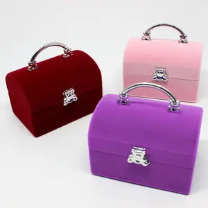 NH32005R Treasure chest unique fashion velvet necklace ring jewelry box as gift